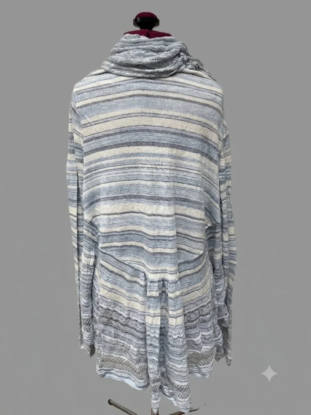 Knitted & Knotted Cotton Crochet Lightweight Wrap Sweater Size M